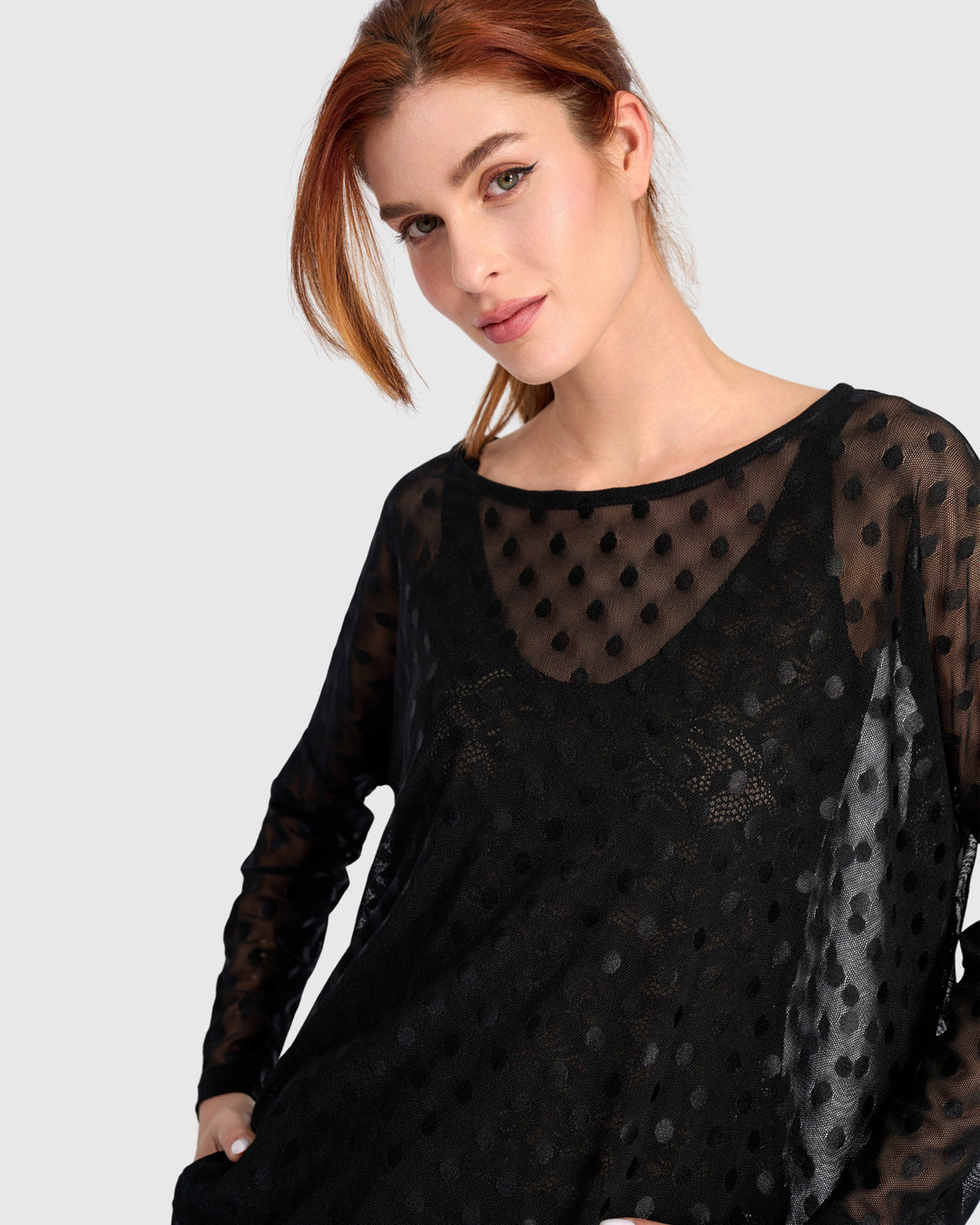 Umbral Boxy Top, Black Mesh