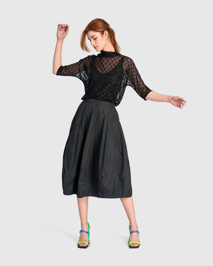 Smolder Mockneck Top, Black Mesh