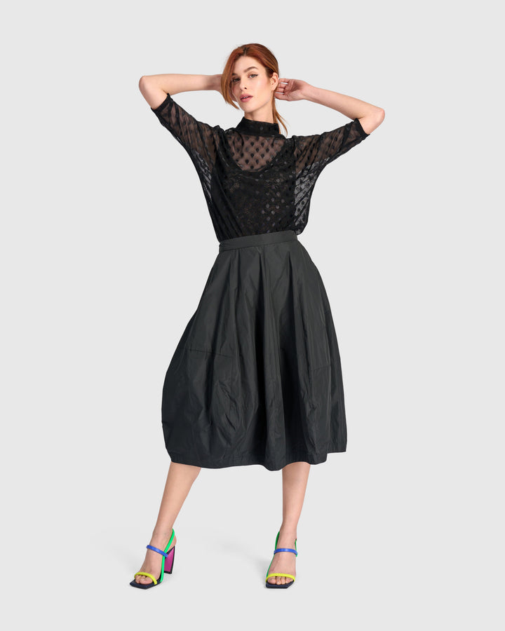 Smolder Mockneck Top, Black Mesh