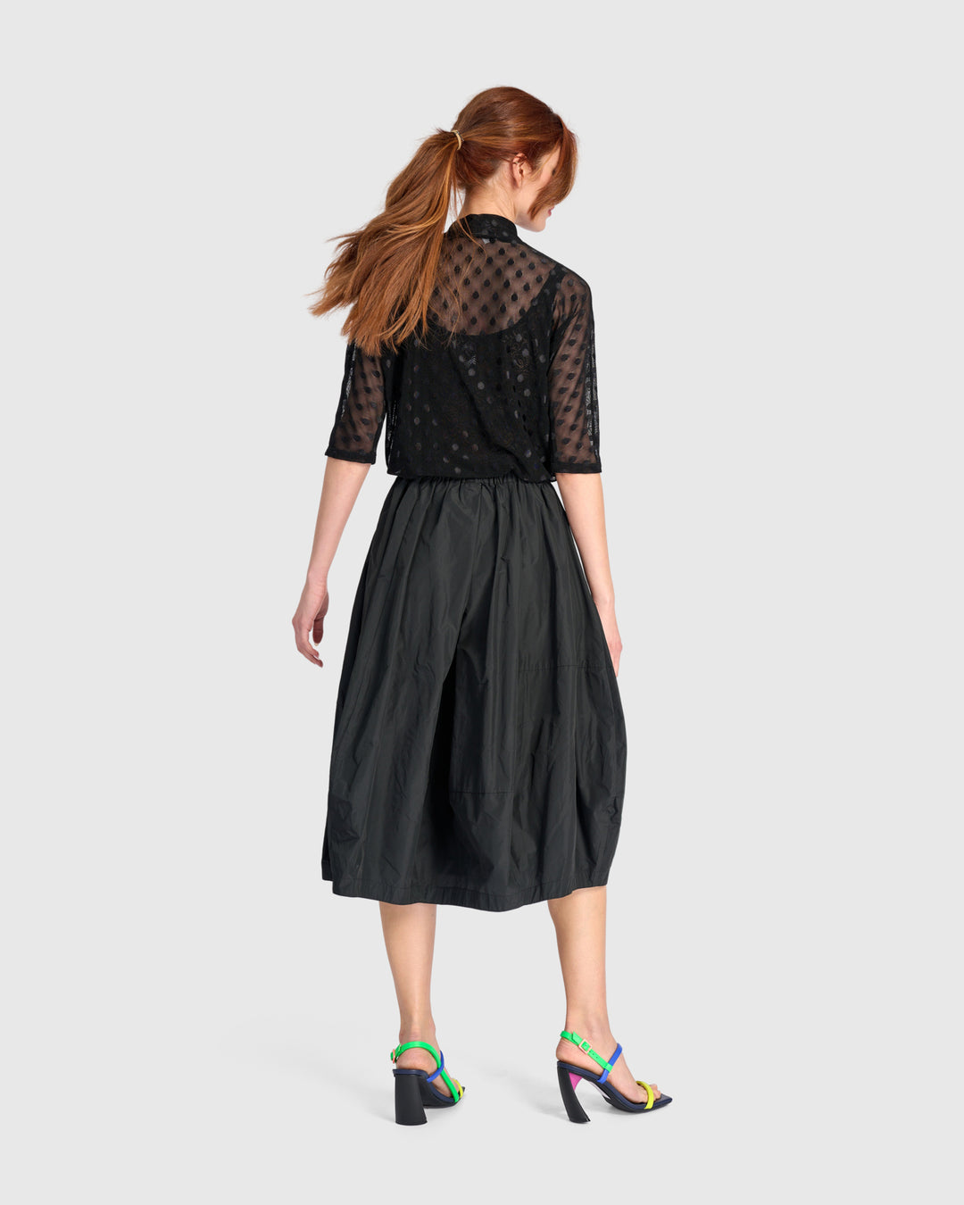 Smolder Mockneck Top, Black Mesh