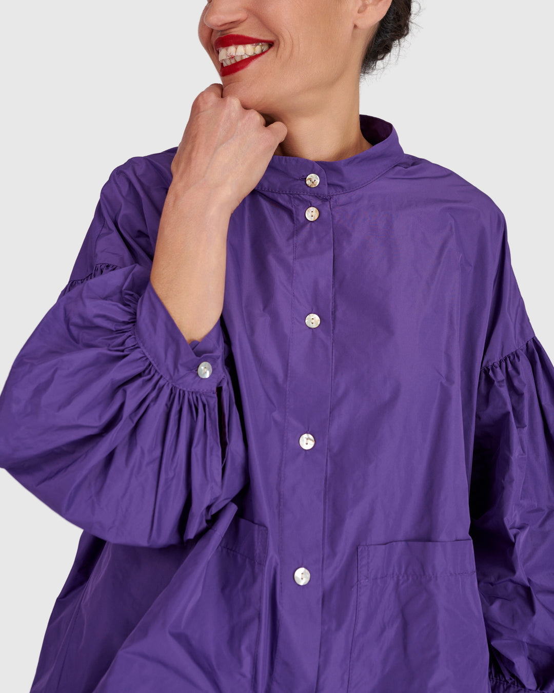 Essential Taffeta Puff Shirt, Amethyst