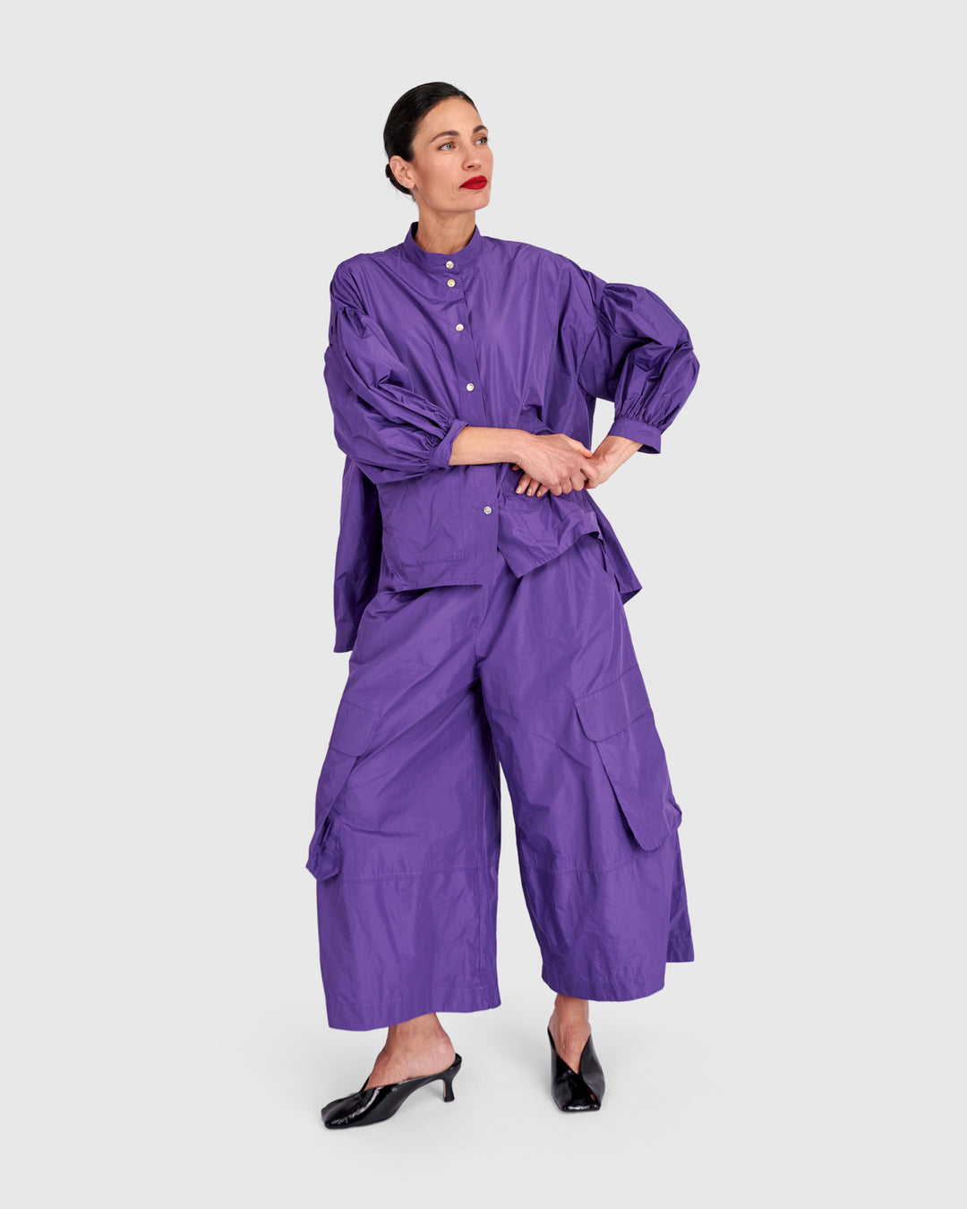 Essential Taffeta Puff Shirt, Amethyst