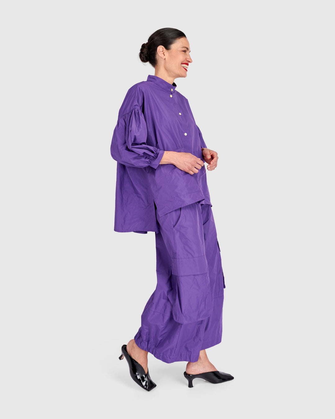 Essential Taffeta Puff Shirt, Amethyst