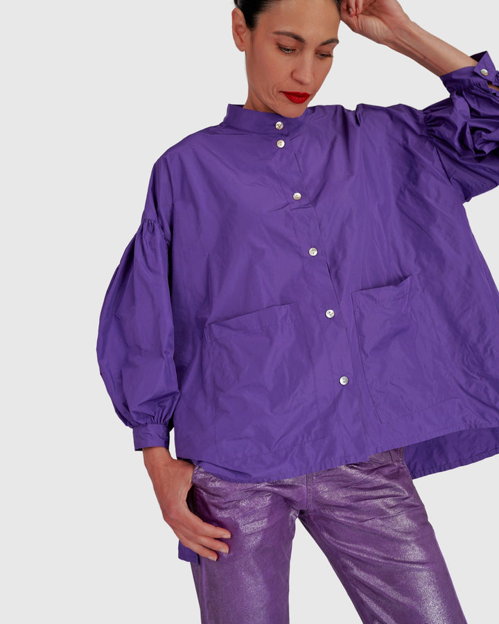 Essential Taffeta Puff Shirt, Amethyst