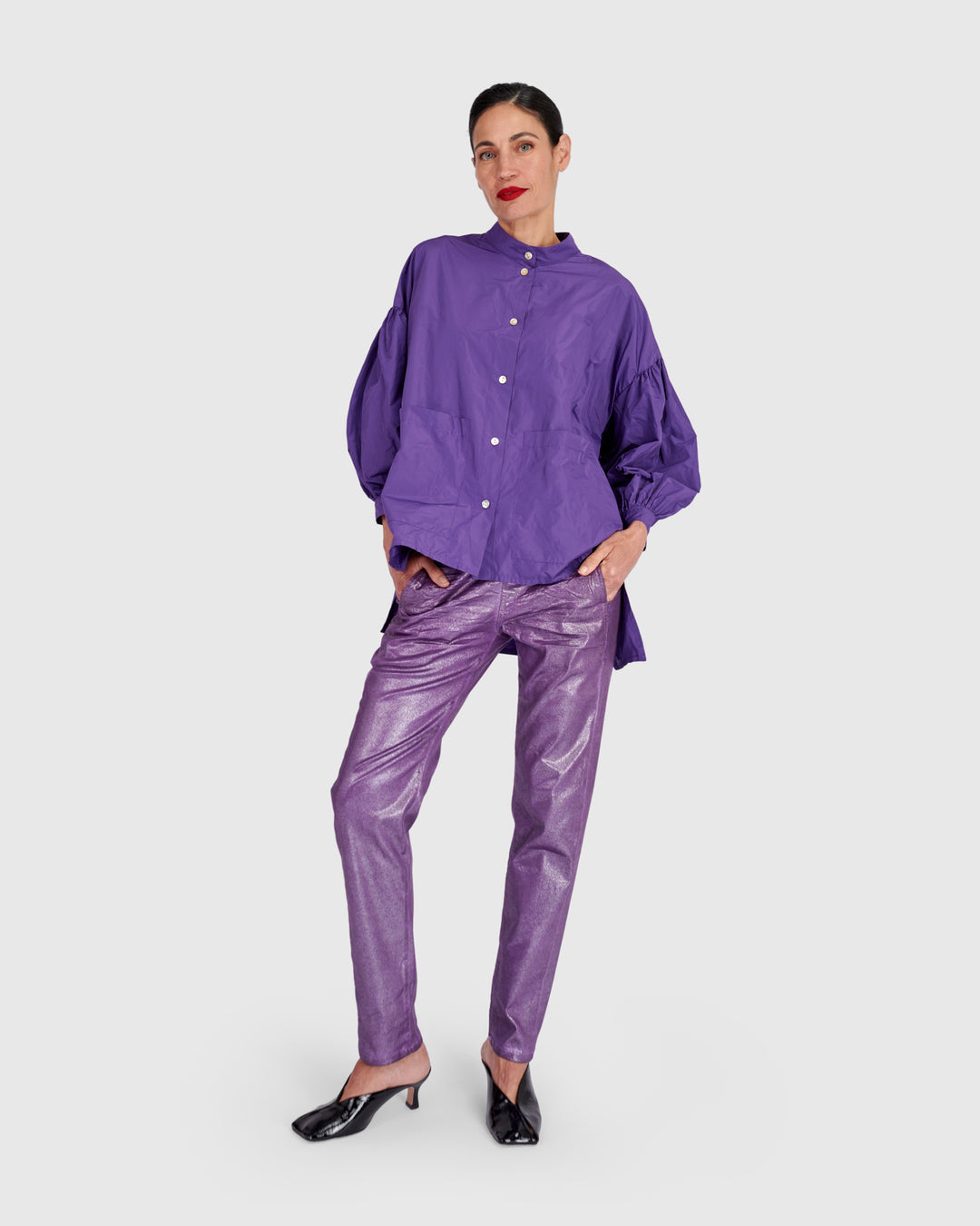 Essential Taffeta Puff Shirt, Amethyst