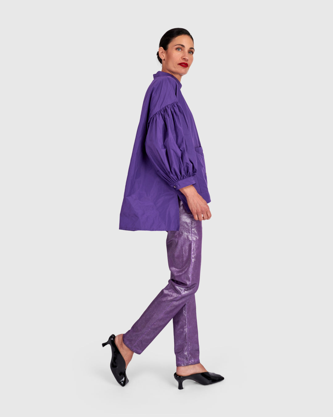 Essential Taffeta Puff Shirt, Amethyst