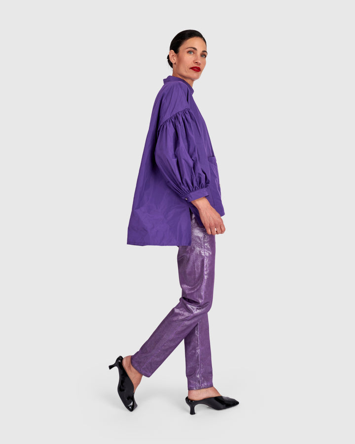 Essential Taffeta Puff Shirt, Amethyst