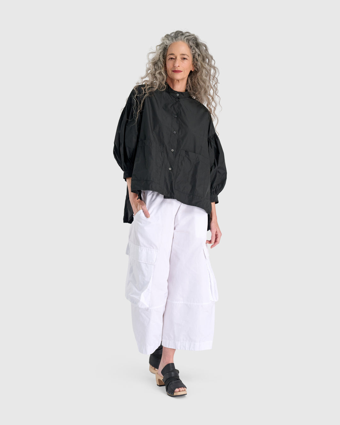 Essential Taffeta Puff Shirt, Black