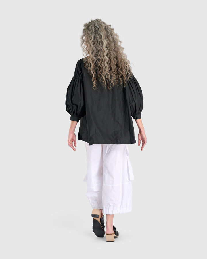 Essential Taffeta Puff Shirt, Black