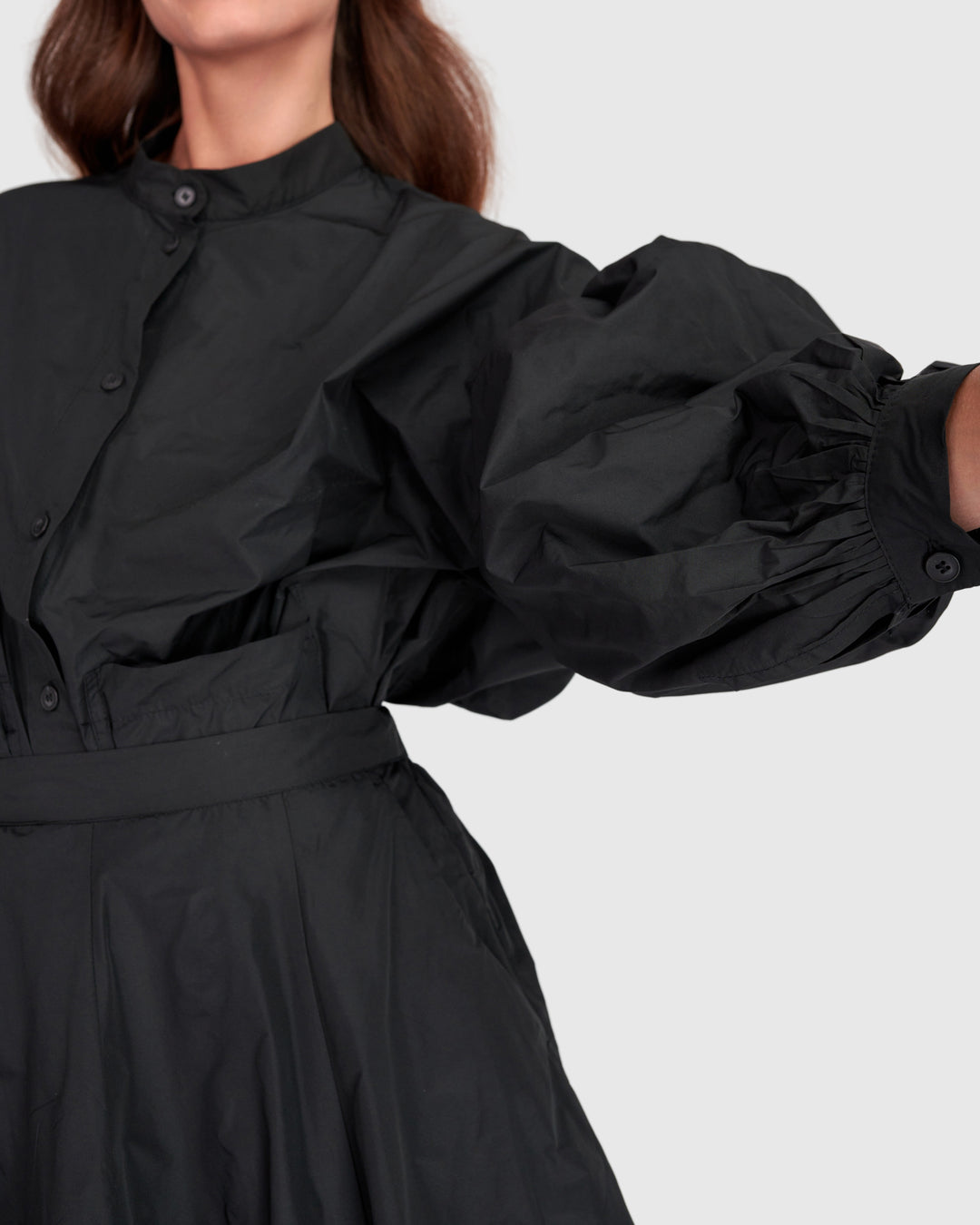Essential Taffeta Puff Shirt, Black