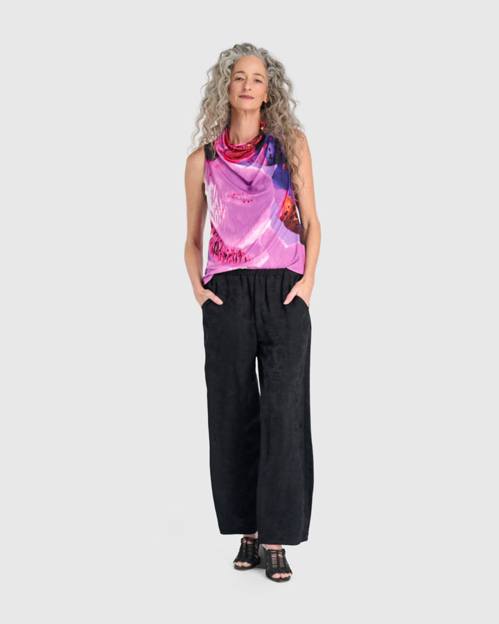Sabi Straight Pants, Black Jacquard