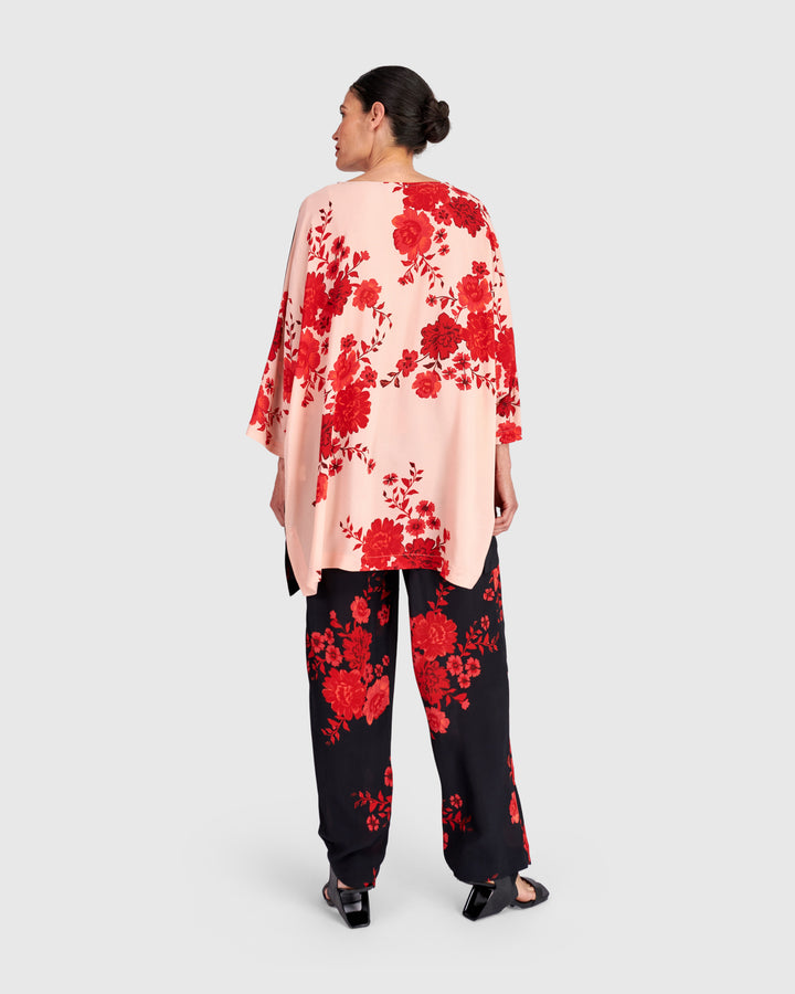 Day & Night Tunic, Black/Red Peony