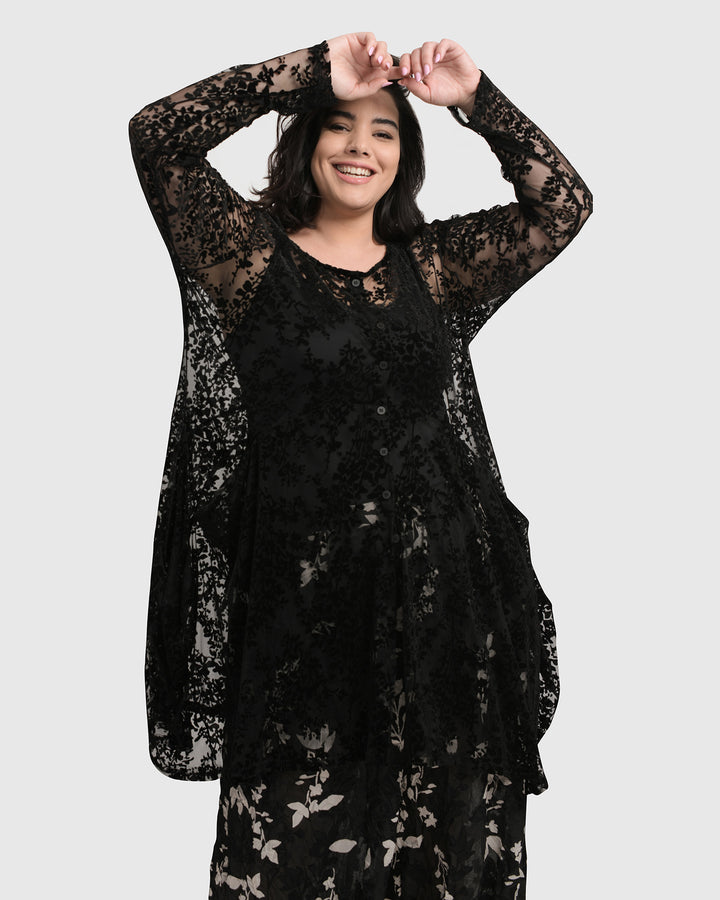 RACEY LACEY BUTTON DOWN TUNIC, LACE