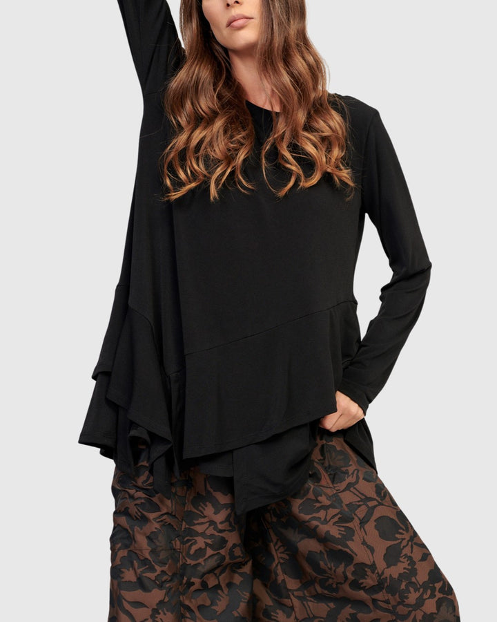 Tuxedo Handkerchief Top, Black