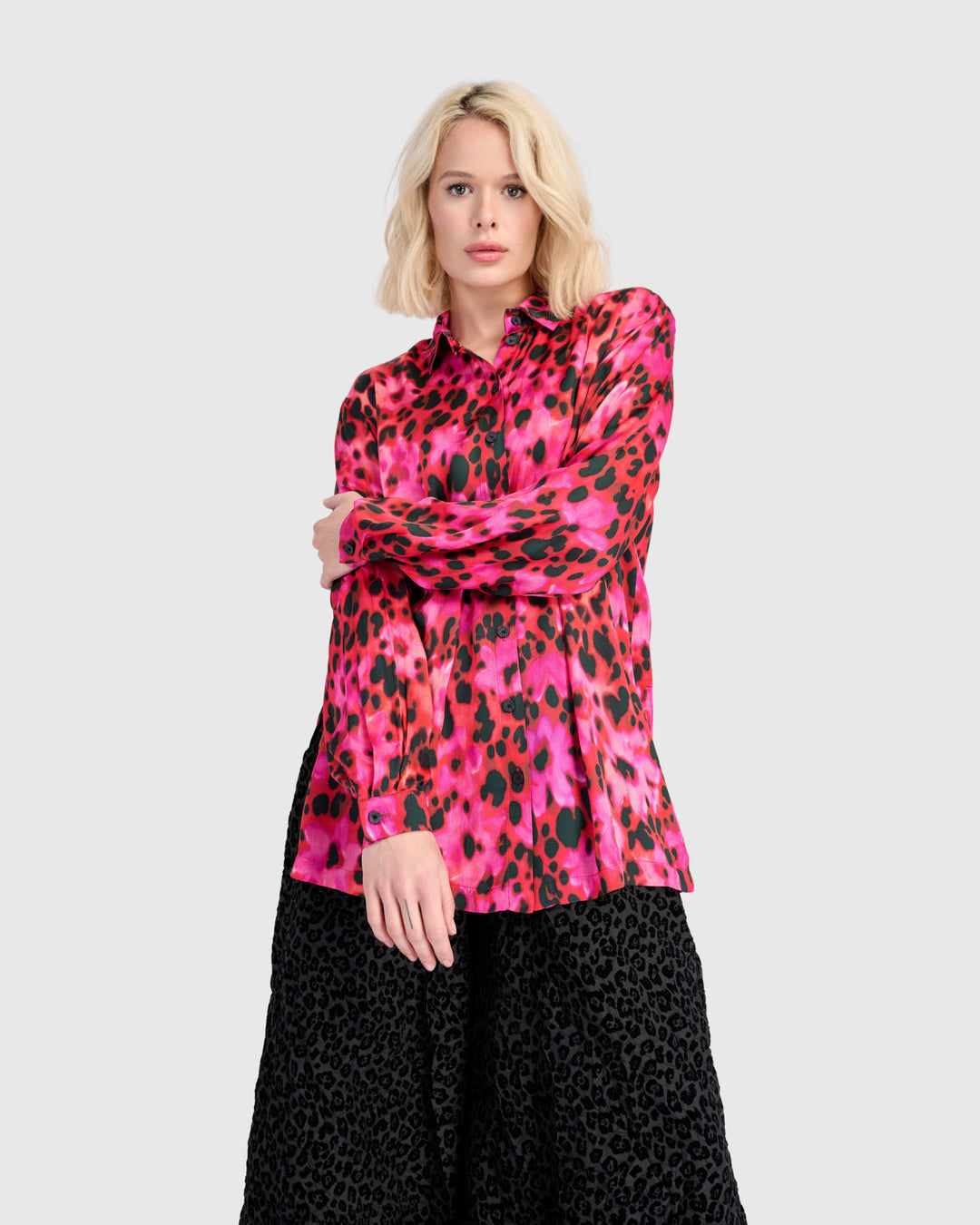 Charmant Shirt, Fuchsia Print