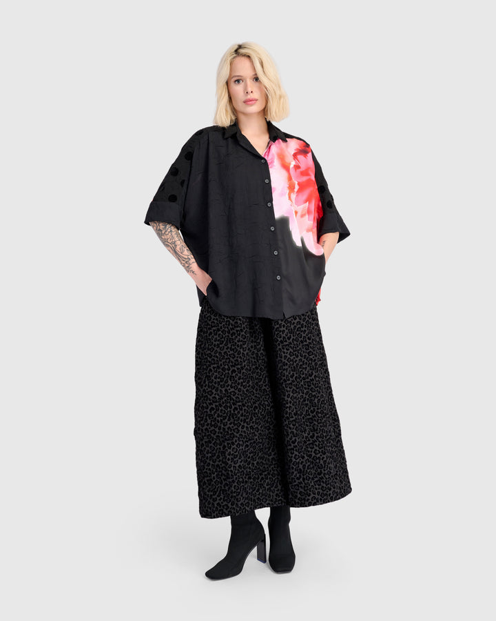 Mystere Camp Shirt, Black/Pink