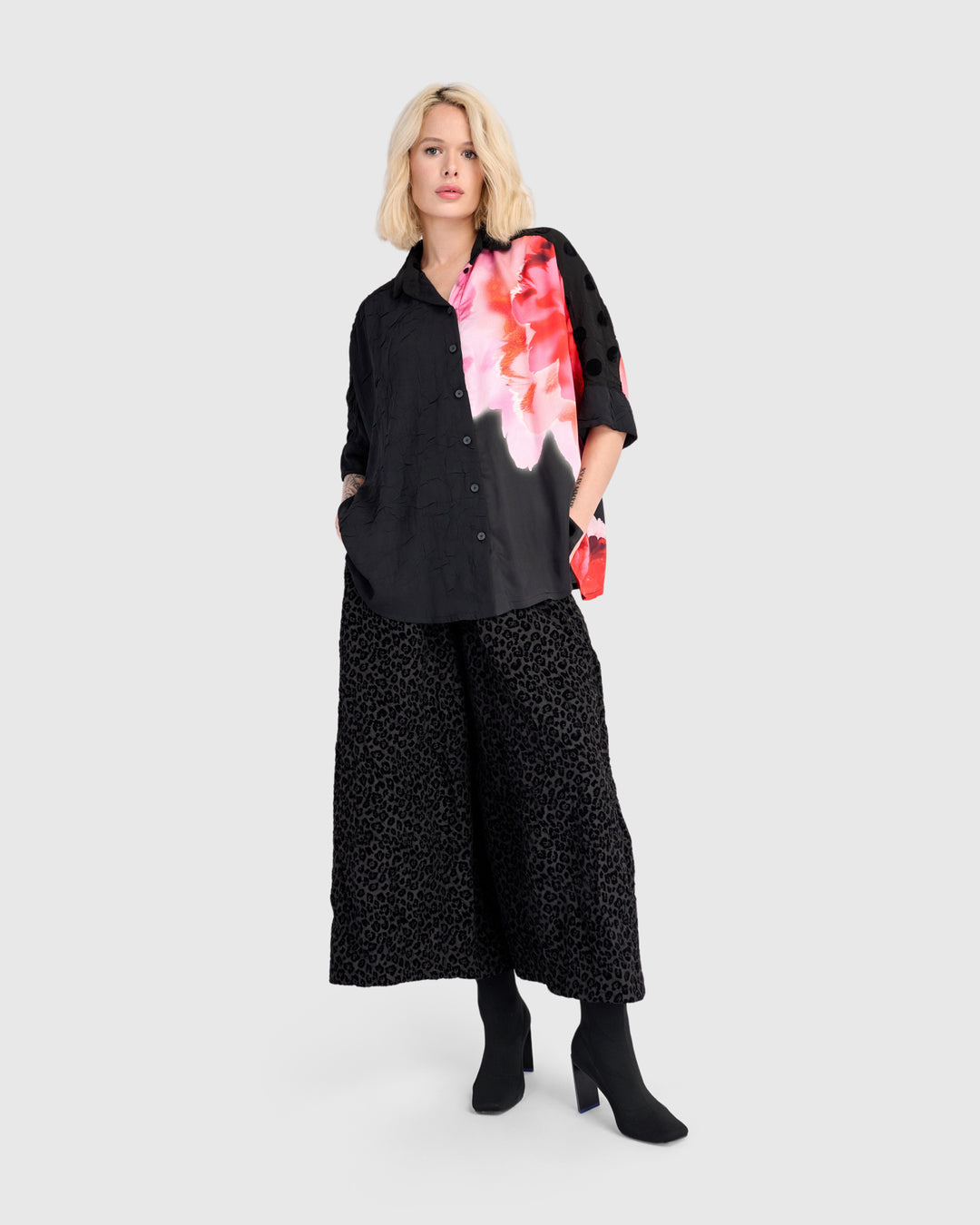 Minou Wide Leg Pants, Black