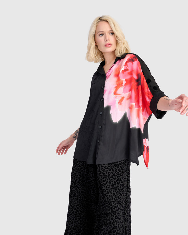 Mystere Camp Shirt, Black/Pink