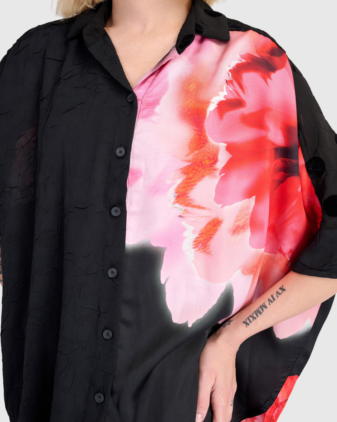 Mystere Camp Shirt, Black/Pink