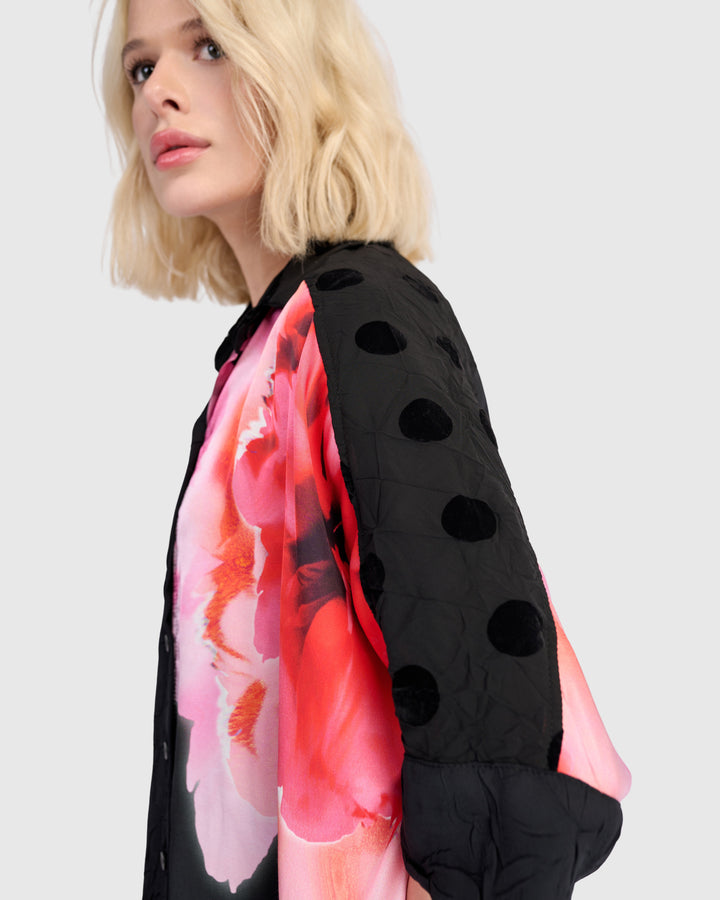 Mystere Camp Shirt, Black/Pink