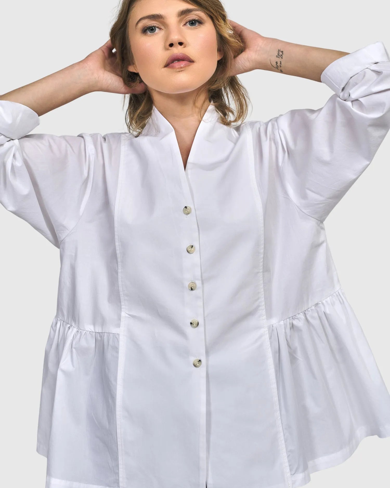 Addison Peplum Blouse, White – Alembika U.S.