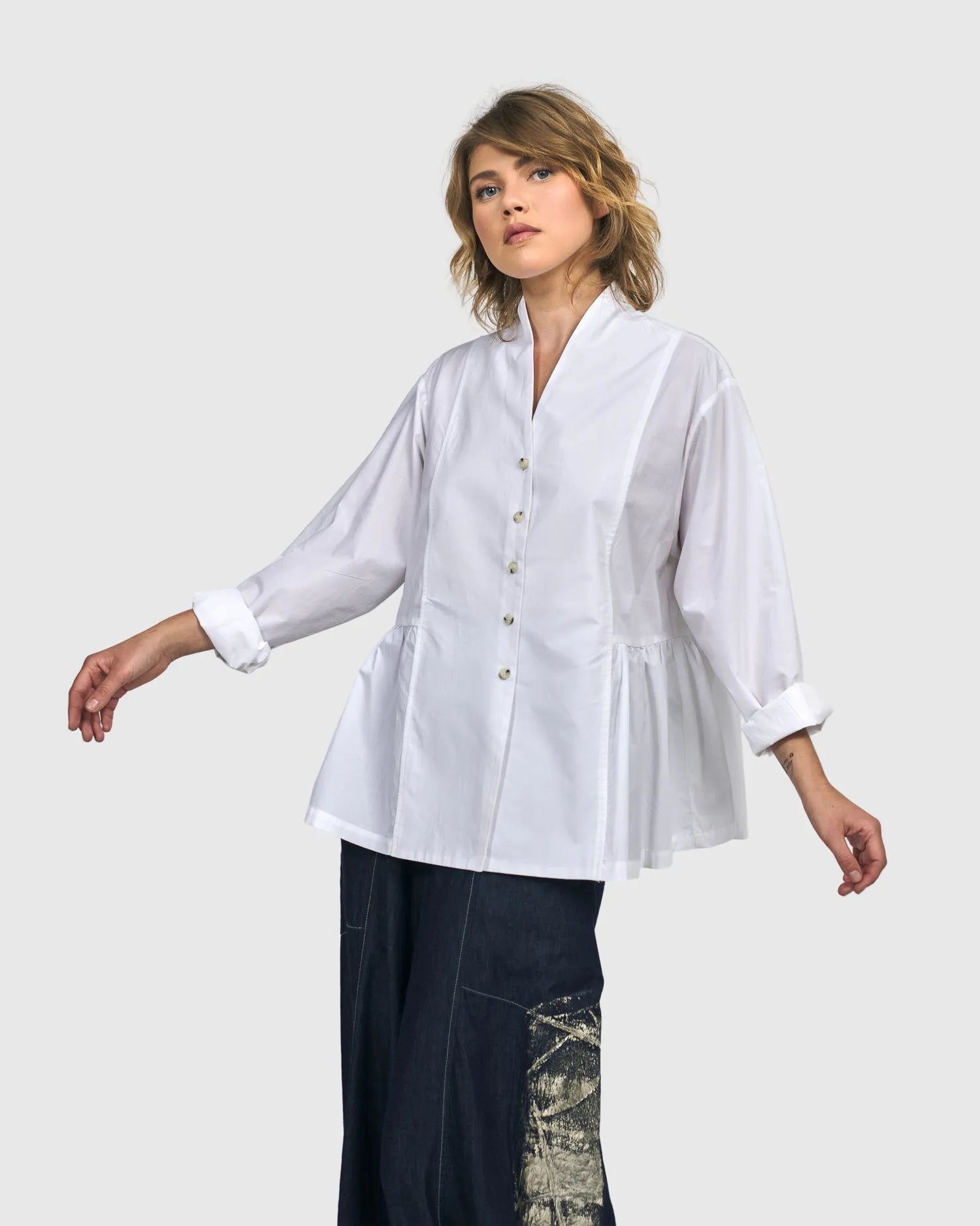 Addison Peplum Blouse, White – Alembika U.S.