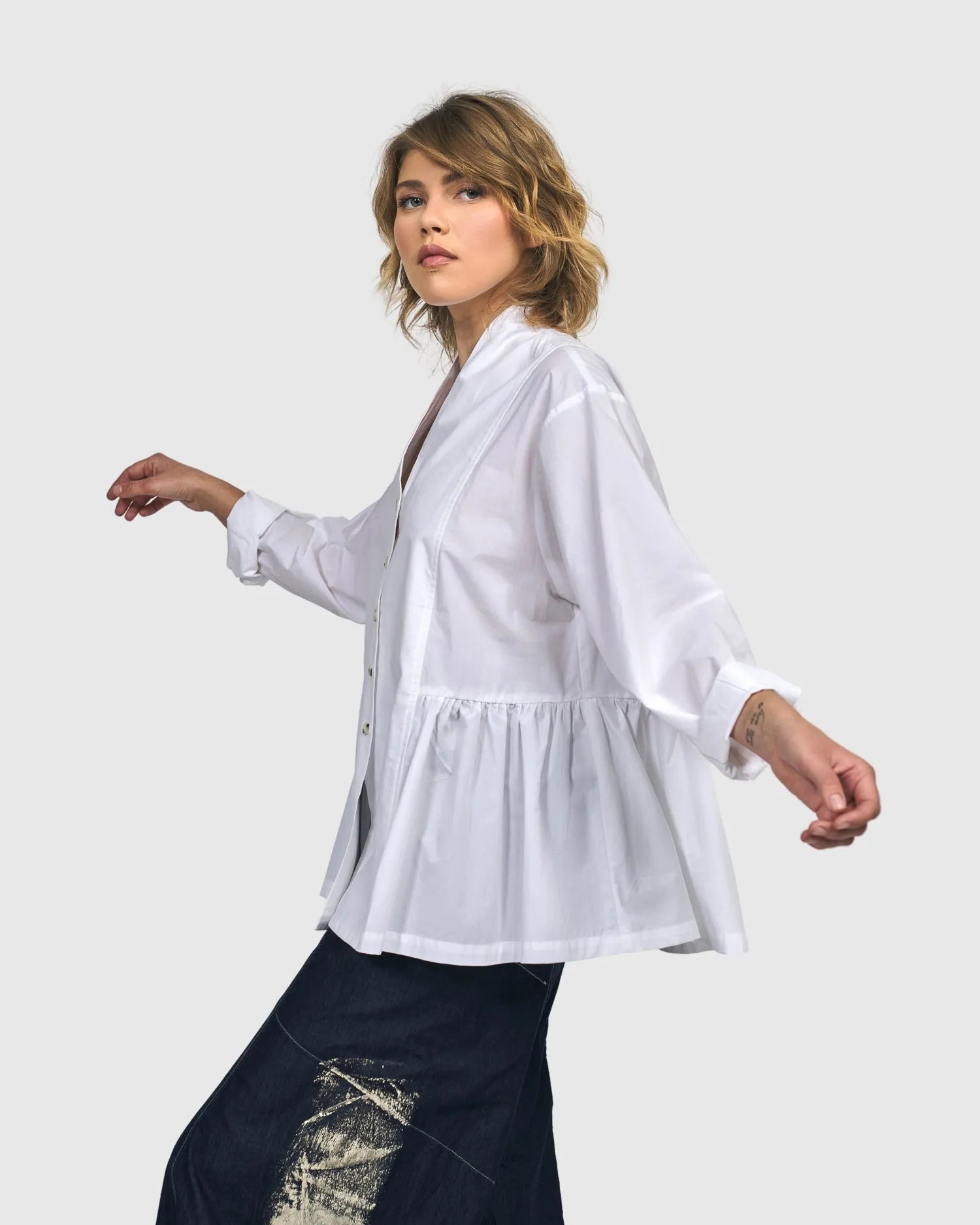 Addison Peplum Blouse, White – Alembika U.S.