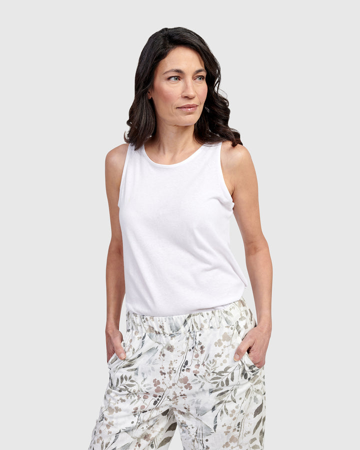 Essential Sleeveless Top, White