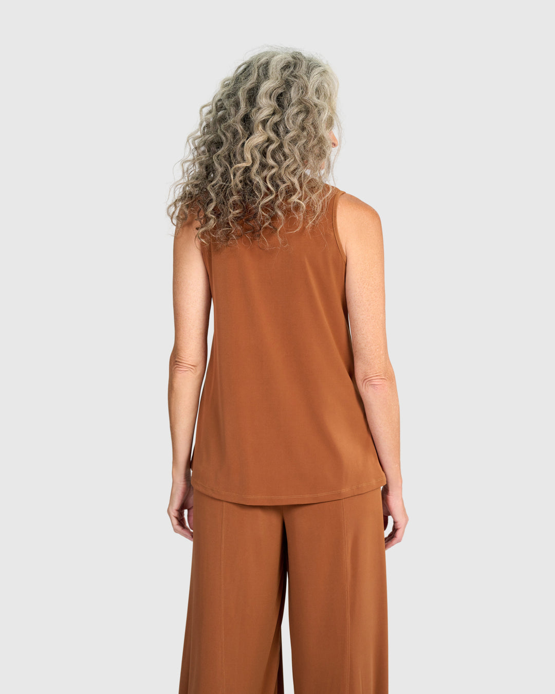 Essential Slinky Sleeveless Top, Caramel