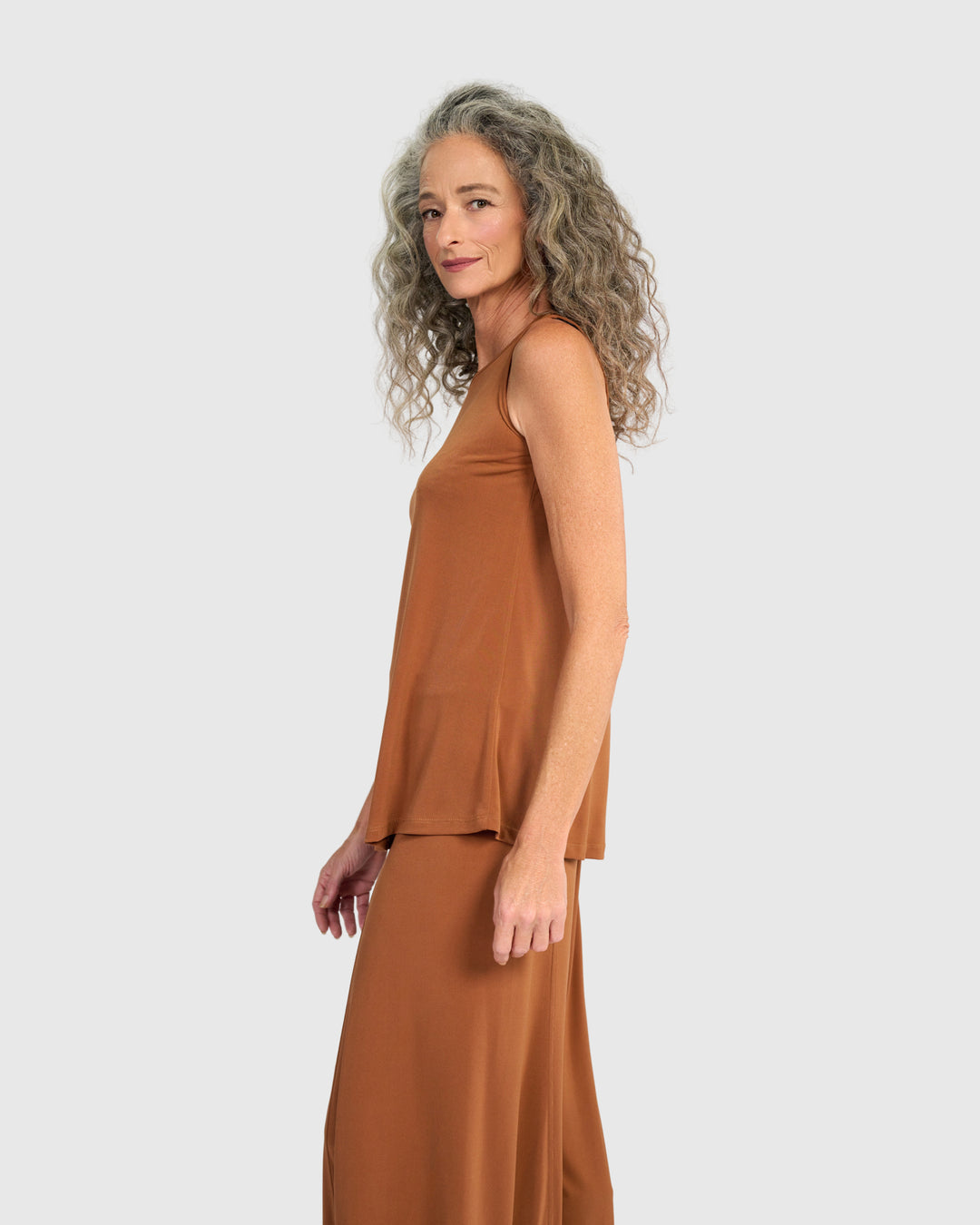 Essential Slinky Sleeveless Top, Caramel