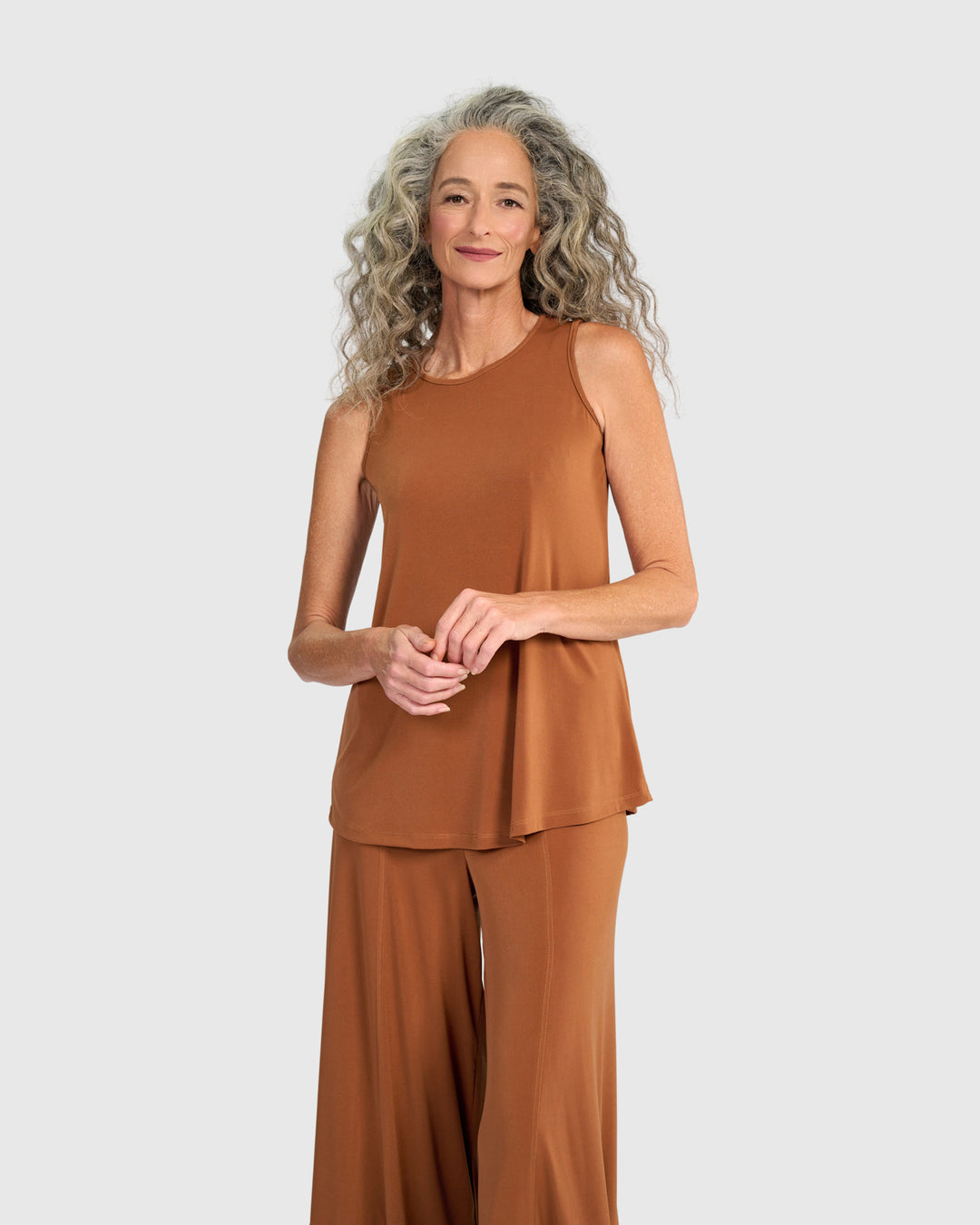 Essential Slinky Sleeveless Top, Caramel