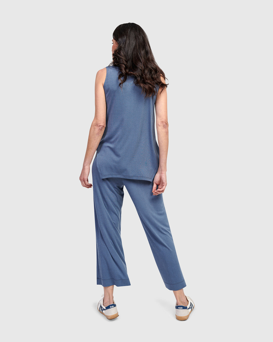 Essential Cutaway Tank Top, Blue Mist