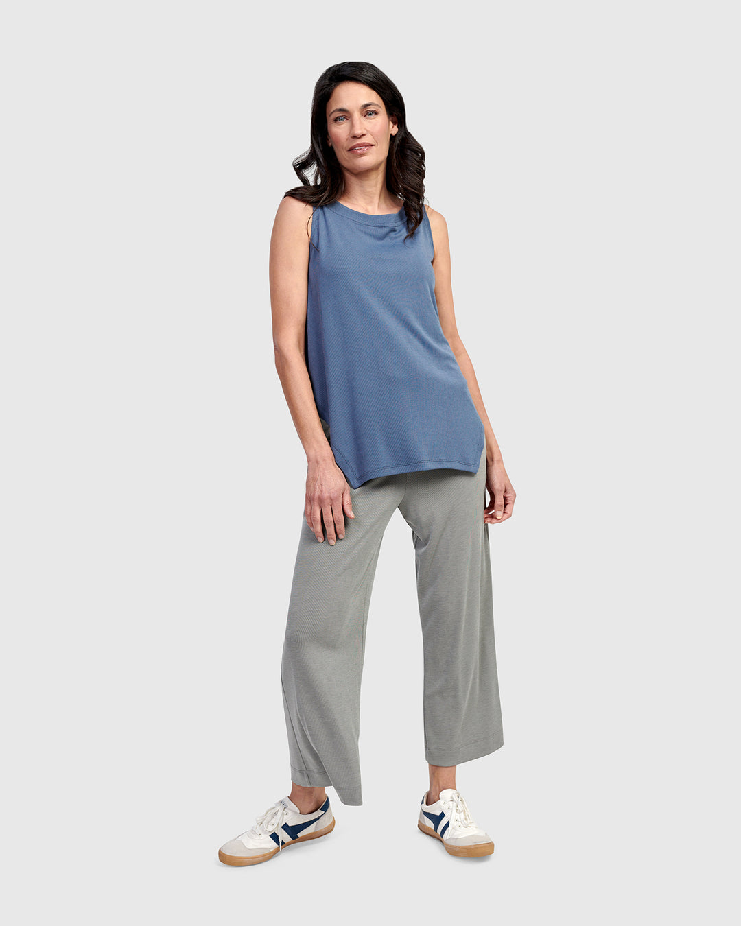 Essential Cutaway Tank Top, Blue Mist