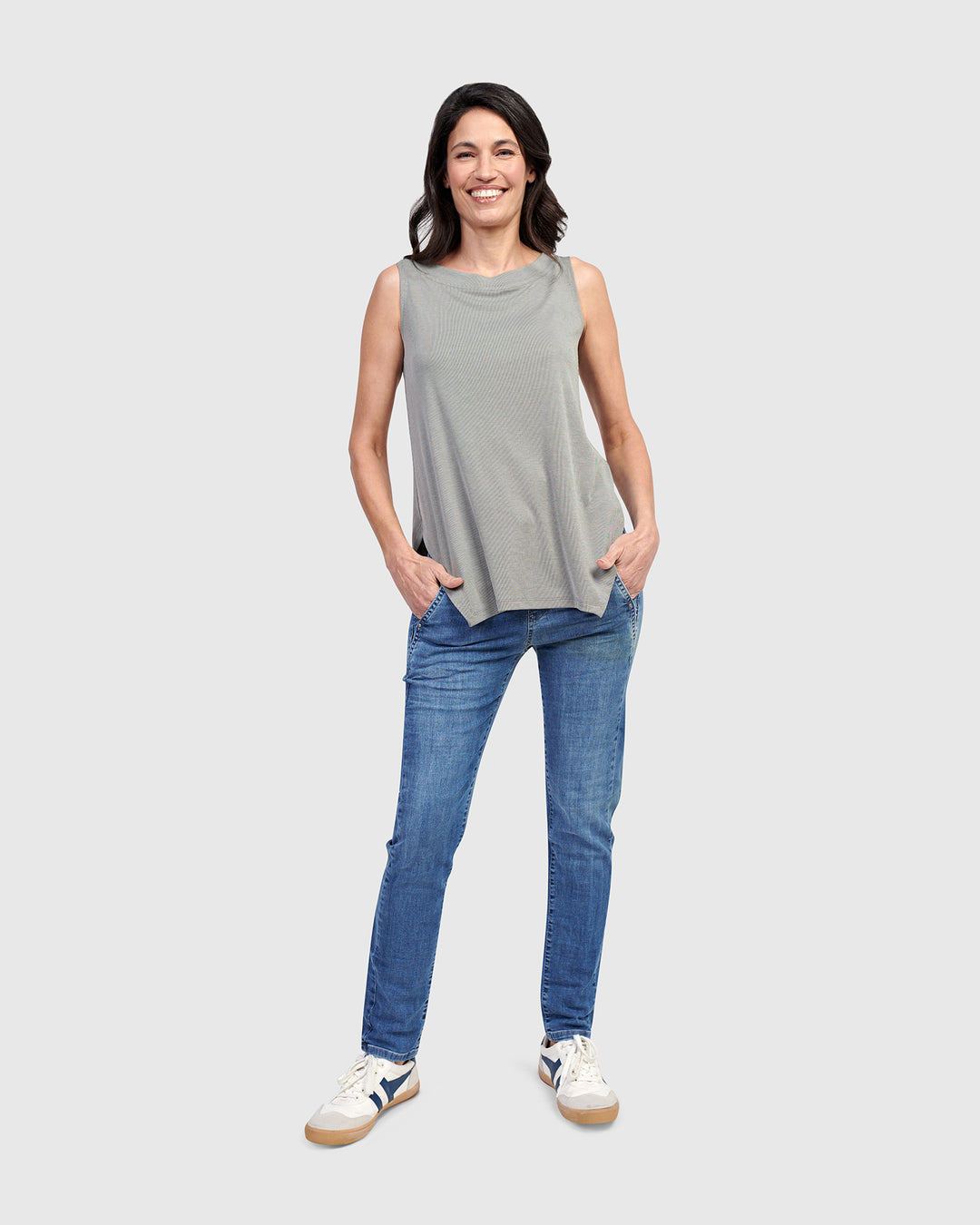 Essential Cutaway Tank Top, Saladine