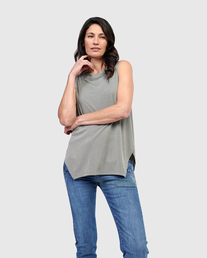 Essential Cutaway Tank Top, Saladine