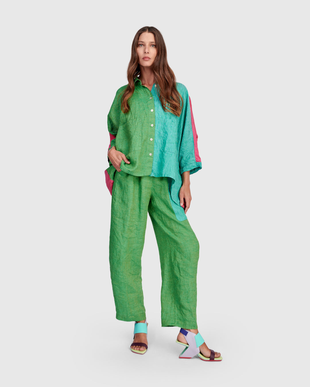 Dragonfruit Linen Shirt, Tropical Mix