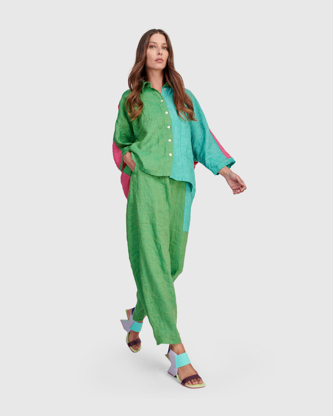 Dragonfruit Linen Shirt, Tropical Mix