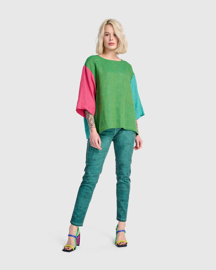 Persimmon Linen Top, Tropical Mix