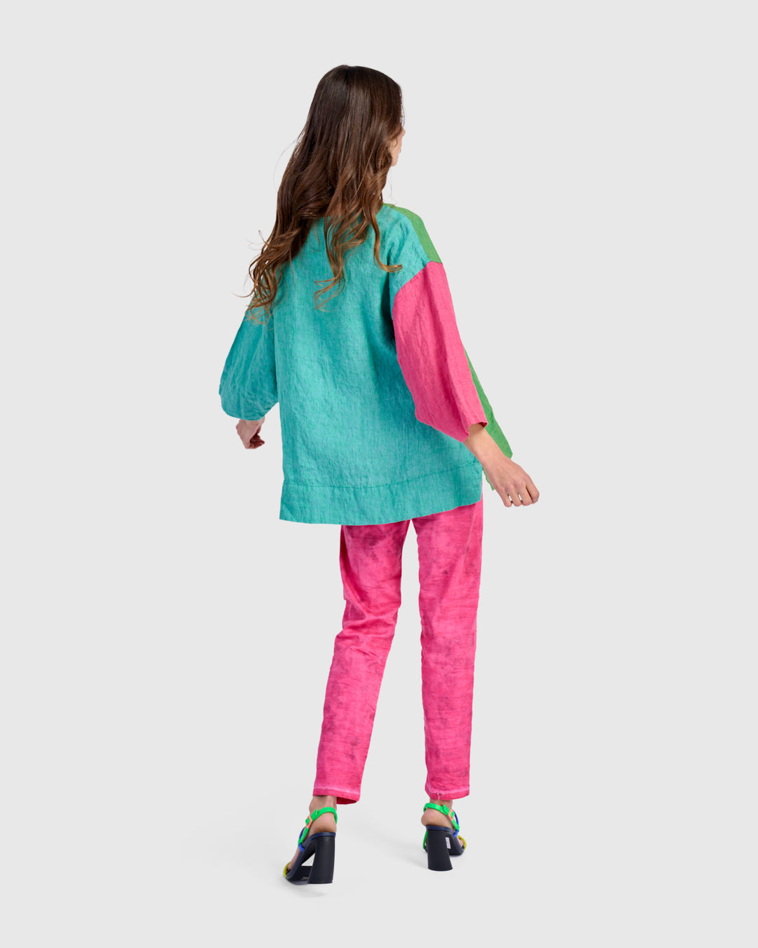 Persimmon Linen Top, Tropical Mix