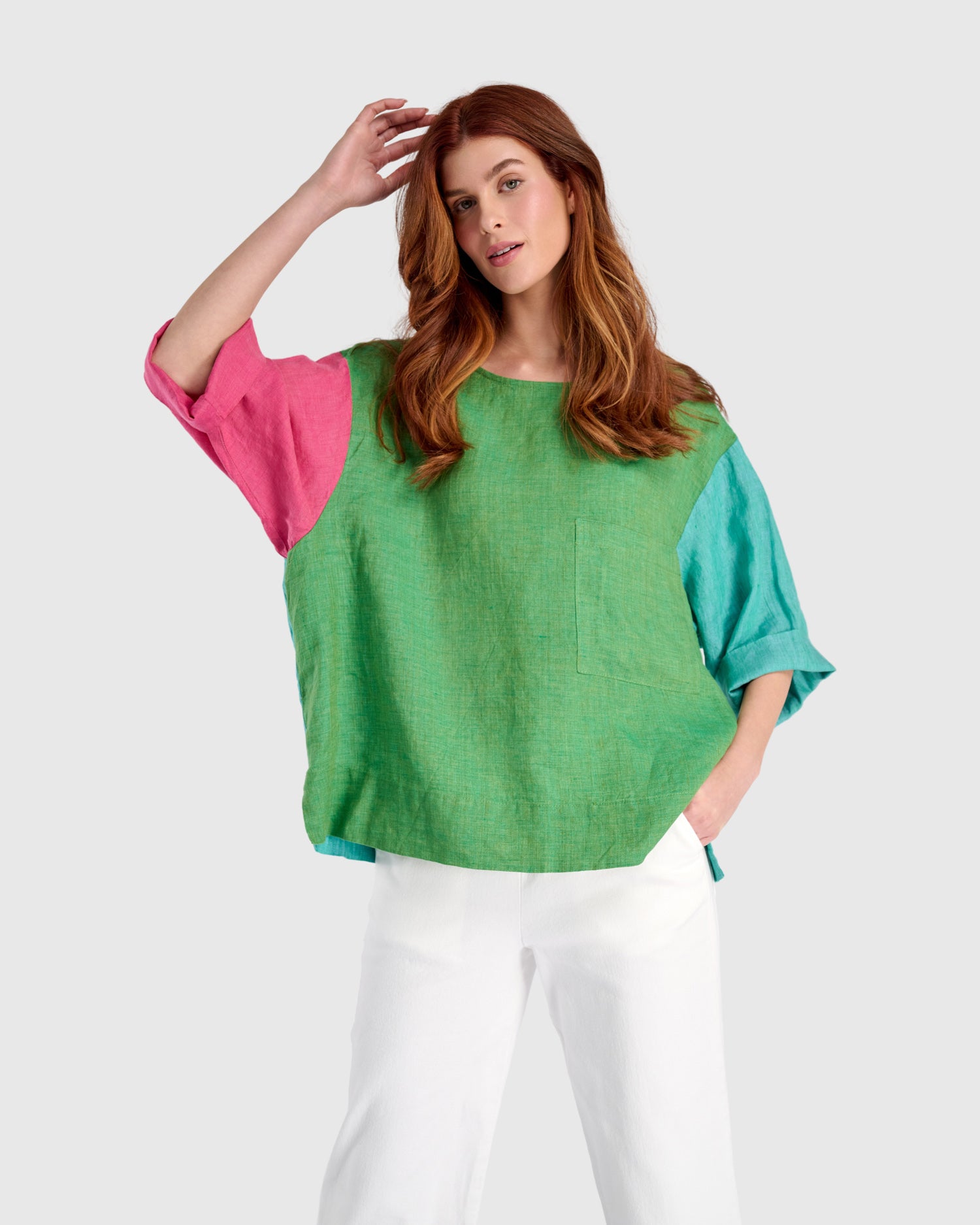 Persimmon Linen Top, Tropical Mix – Alembika U.S.