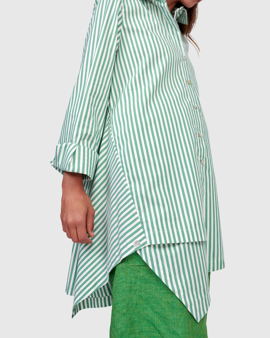 Julep Tunic Shirt, Green/White Stripe