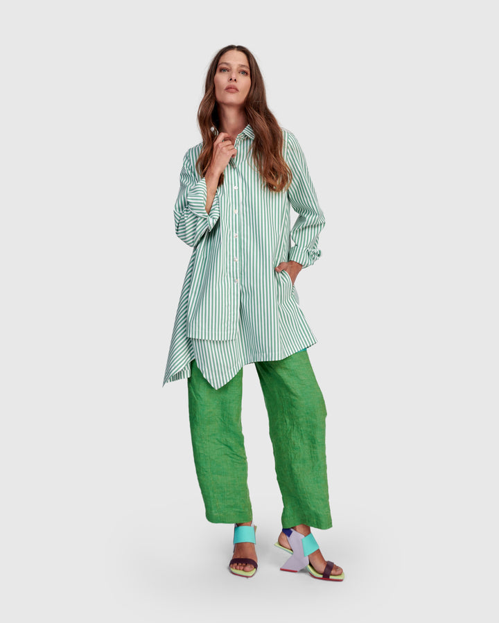 Julep Tunic Shirt, Green/White Stripe