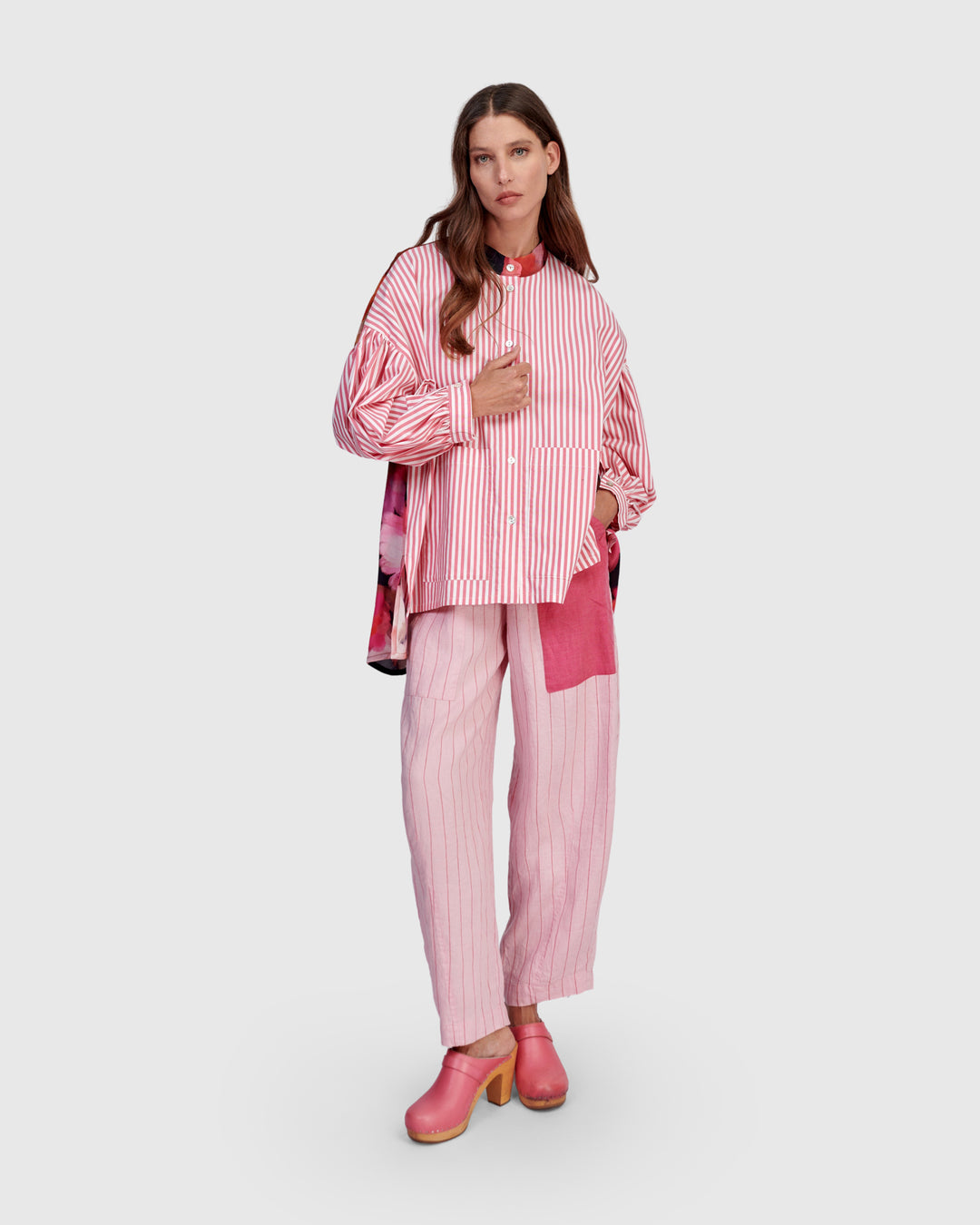 Linen Vacation Pants, Pink Stripe
