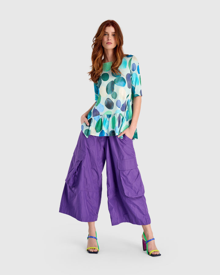 Addison Flouncy Tee, Aqua Dots