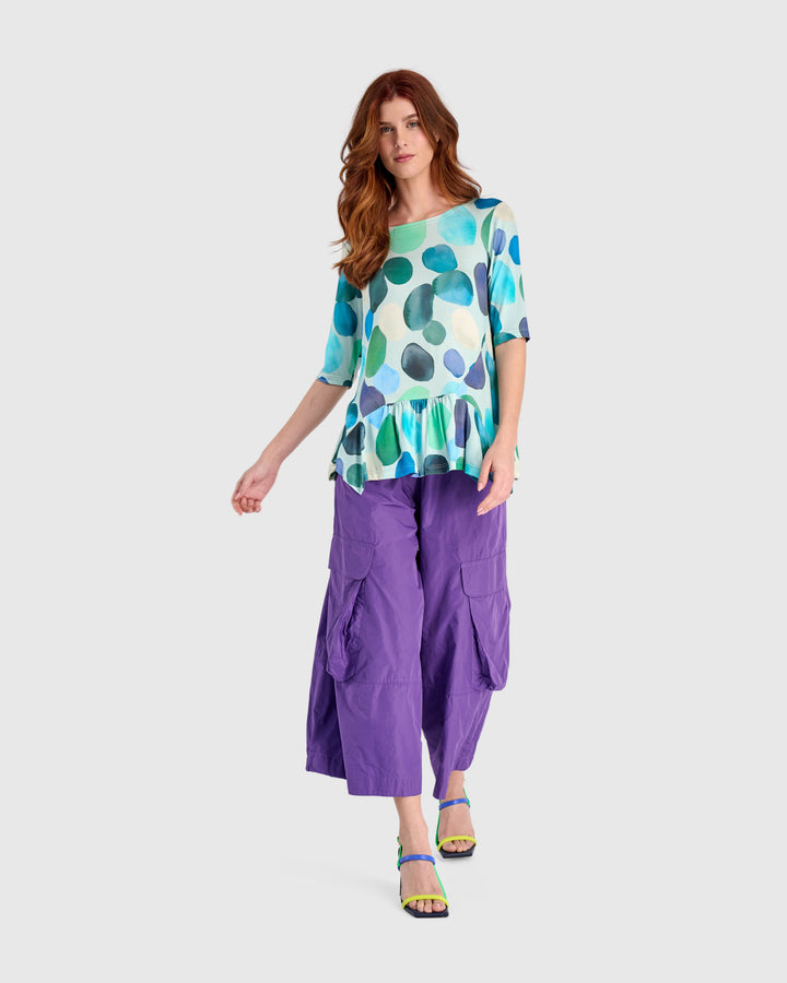 Addison Flouncy Tee, Aqua Dots