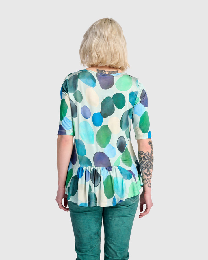 Addison Flouncy Tee, Aqua Dots