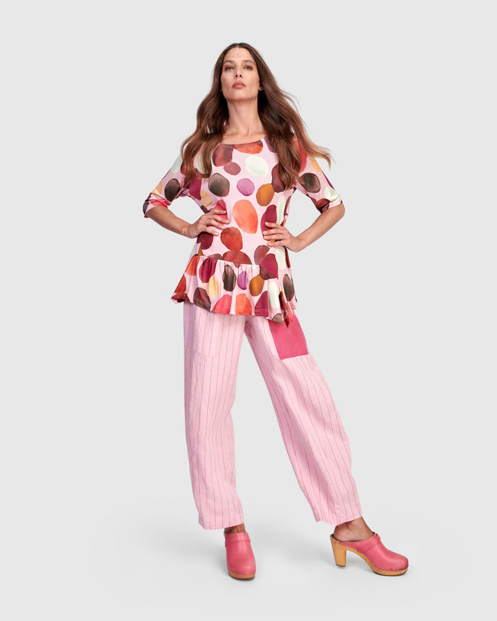 Linen Vacation Pants, Pink Stripe