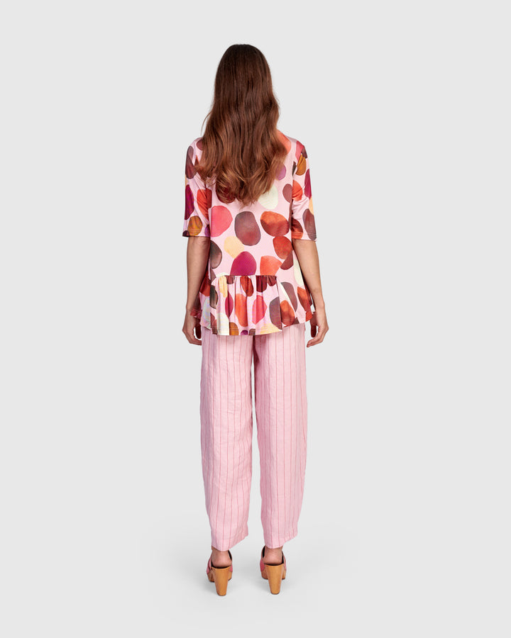 Addison Flouncy Tee, Magenta Dots