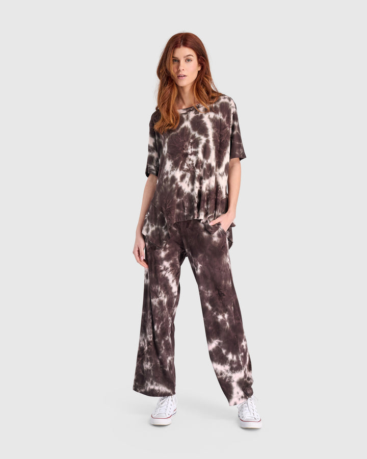 Lala Lounge Pants, Brown/Pink Tie Dye
