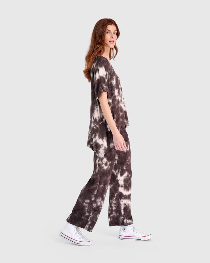 Lala Lounge Pants, Brown/Pink Tie Dye